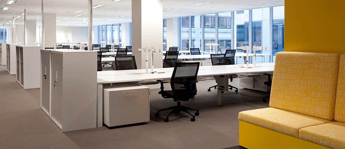 Office furniture, bench desks, furniture london, white office desks, office space planning